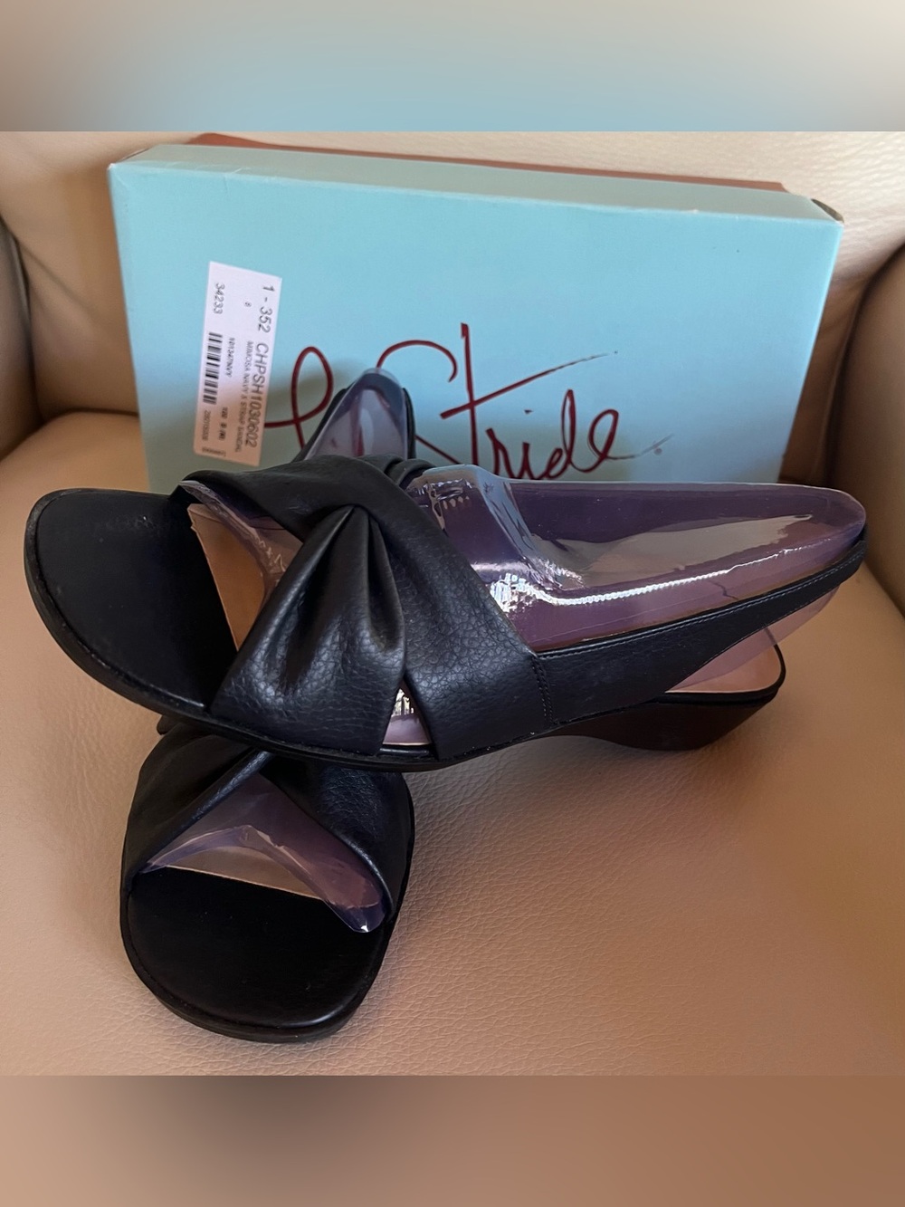 Life Stride Mimosa Navy Wedge Sandals Size 10M NIB Comfort Slides